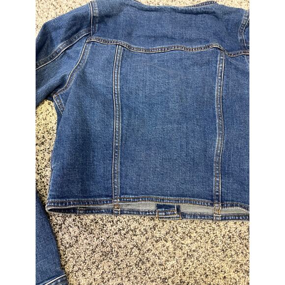 Madewell Denim Square Neck Crop Top, Dark Wash Women’s Small, Button Up Western - Picture 12 of 14